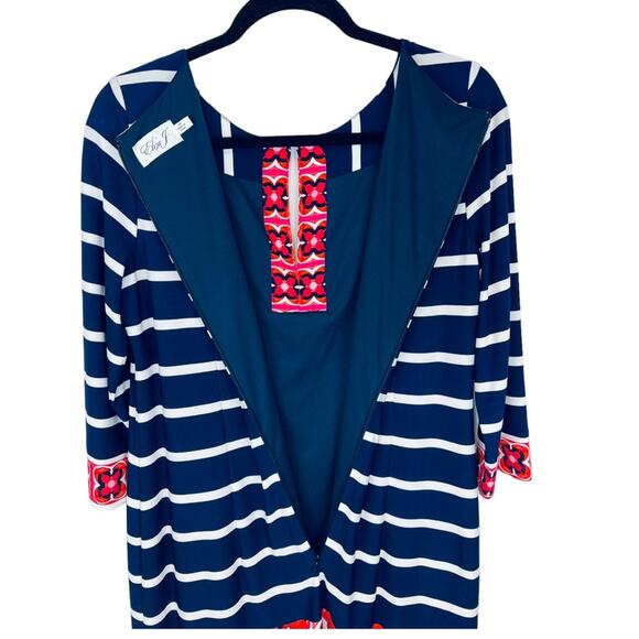 Eliza J Stripe Floral Shift Jersey Dress - Picture 3 of 9